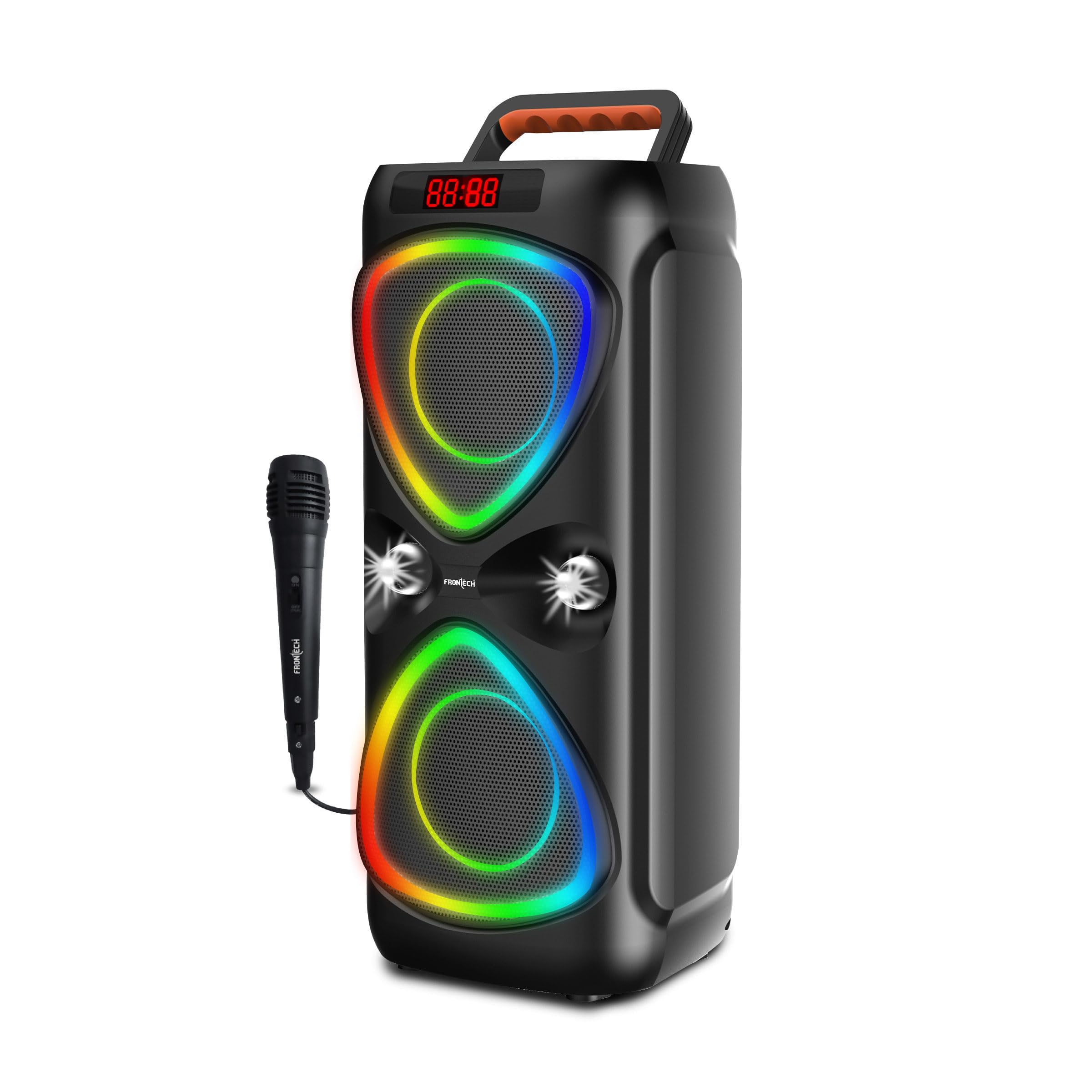 FRONTECH Smash-251 Party Speaker | 30W| RGB Lights | Dual 4” Drivers | 2400 mAh Battery | TWS/FM/USB/BT/TF/AUX | Wired Mic | Portable Speaker with Handle | 1 Year Warranty (SW-0251)-image-38