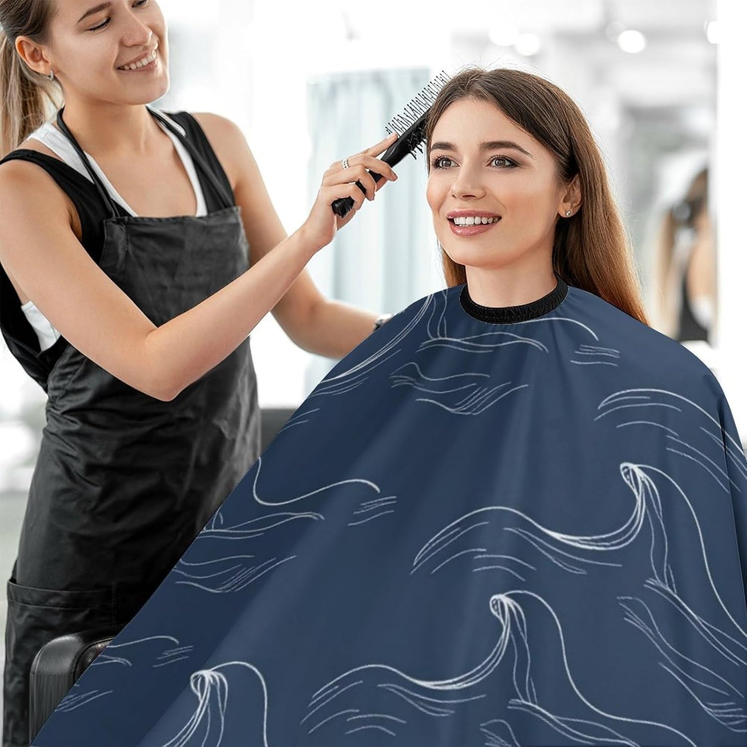 Adult Barber Apron for Men Women, Soft Durable Hairdressing Cape with Adjustable Snap Closure for Home Use