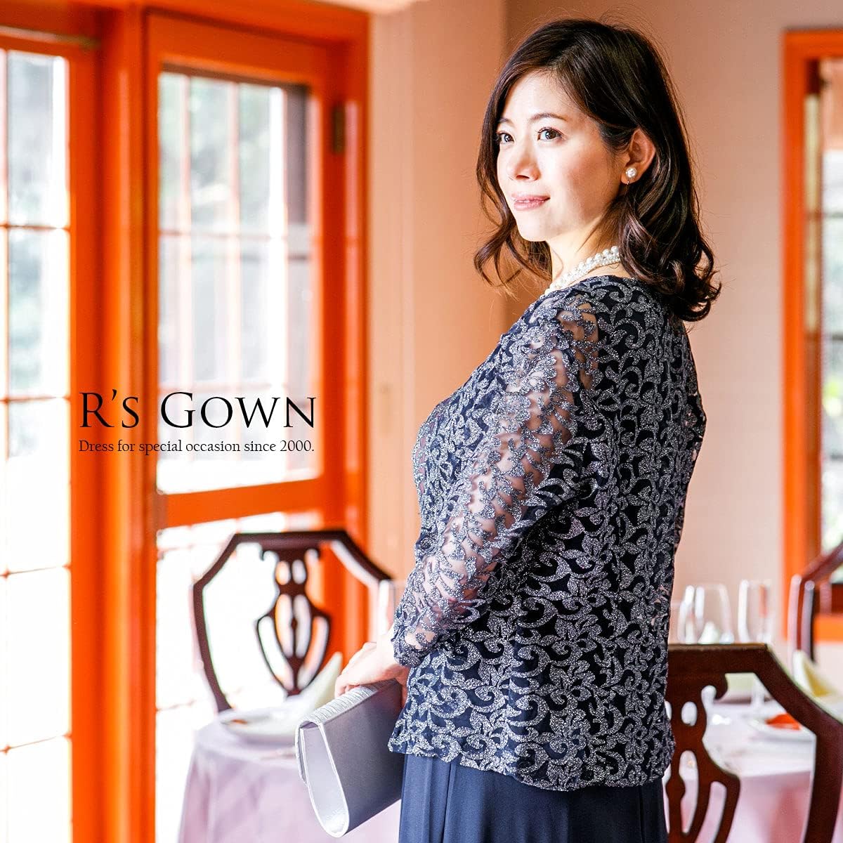 [アールズガウン] ロングドレス 結婚式 母親 ドレス 大きいサイズ レディース フォーマル ワンピース フレアスカート 黒 ネイビー アンサンブル 3L 4L 5L FD-180105