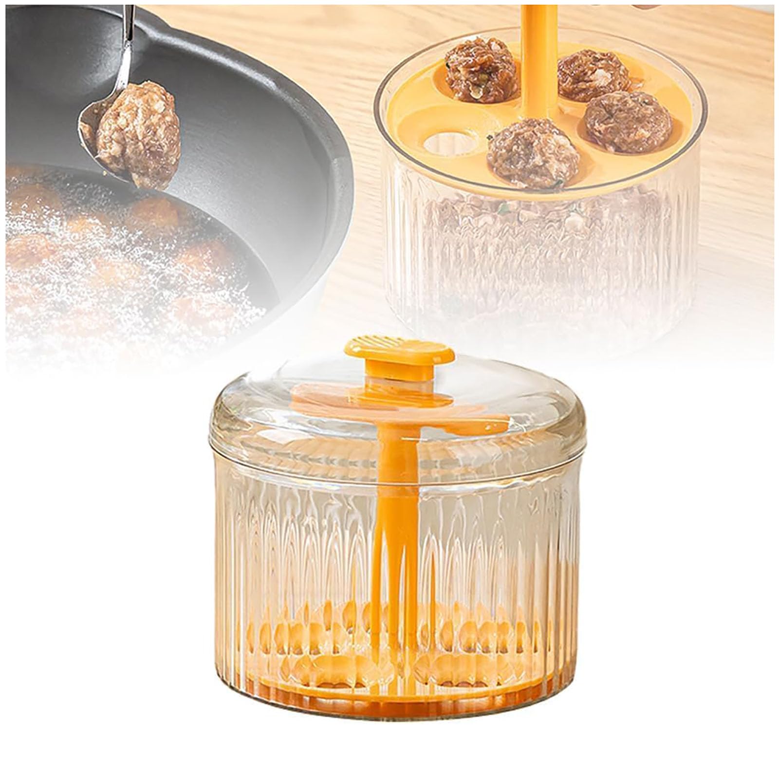 Translucent Meatball Maker, Kitchen Extruded Meatball Making Tool, Manual Meatball Maker Machine, Creative Kitchen Diy Meatball Making Set,5 Balls Meatball Maker Tool,Kitchen Meatball Mold (Orange)