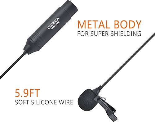 Miniatura 2 de COMICA XLR Pin Micrófono CVM-V02C XLR Clip Micrófono unidireccional Lavalier Micrófono 48V Phantom Power Video Micrófono para CanonSonyPanasonic