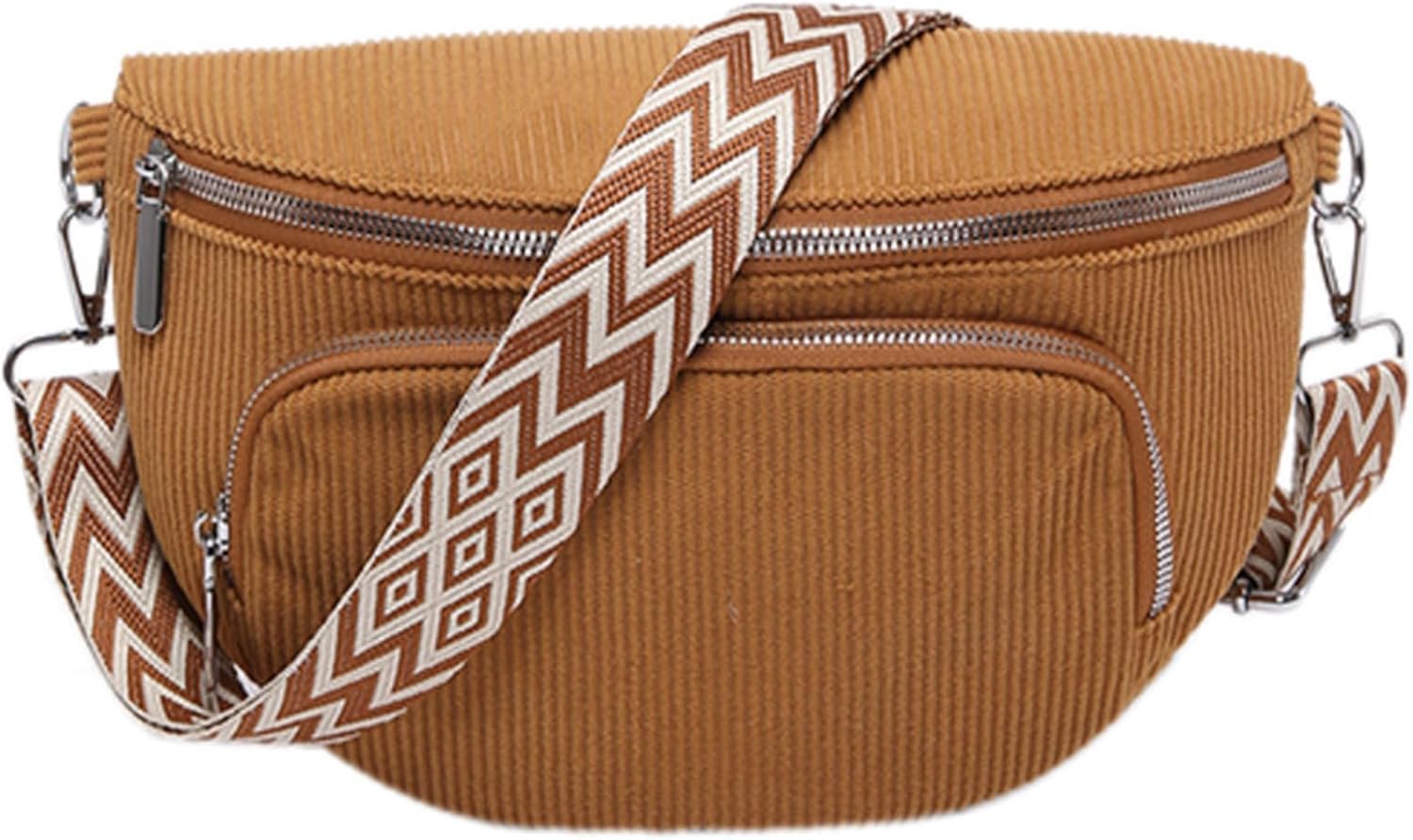 Sac banane en velours côtelé de grande capacité pour femme - Sac banane de voyage pour promener le chien