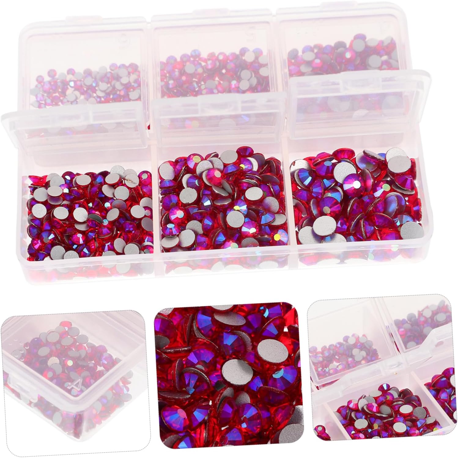 Shiny Rhinestones Nail Art Charms Kit Compartment Flatback for for Manicure and
