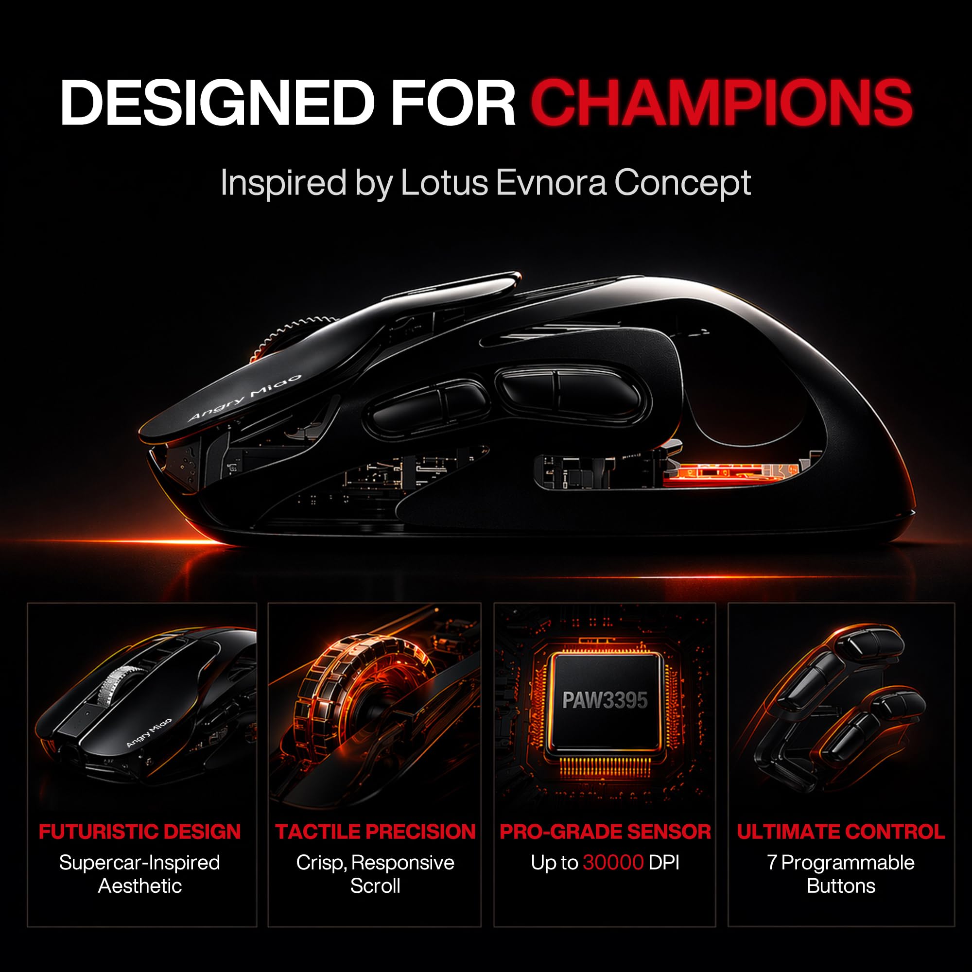 Amazon.com: Angry miao AM Infinity Wireless Gaming Mouse, 49g