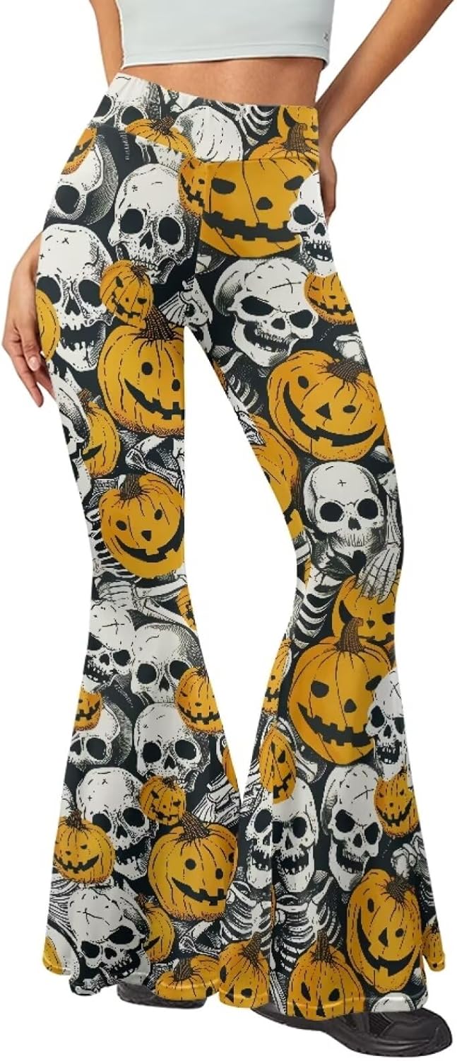 Modysero Womens Flare Pants Soft Comfy Trendy Print Flare Leggings for Women High Waisted Elastic Bootcut Pants
