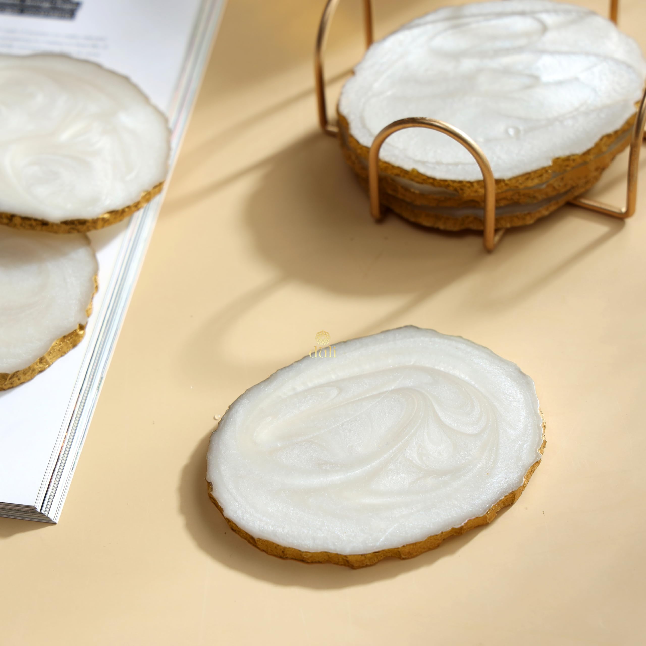 DULI Resin Coasters - Set of 6 with Holder -2
