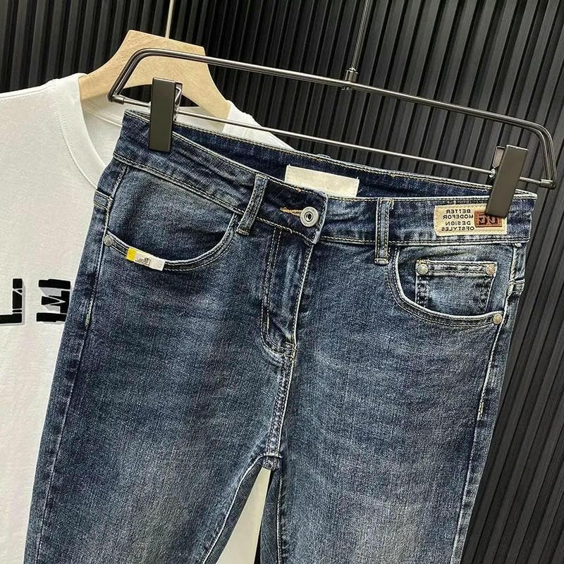 Jeans for Men Retro Korean Slim Fit Leg Pants Blue Straight Jeans Casual Pants Tapered Denim Trousers4