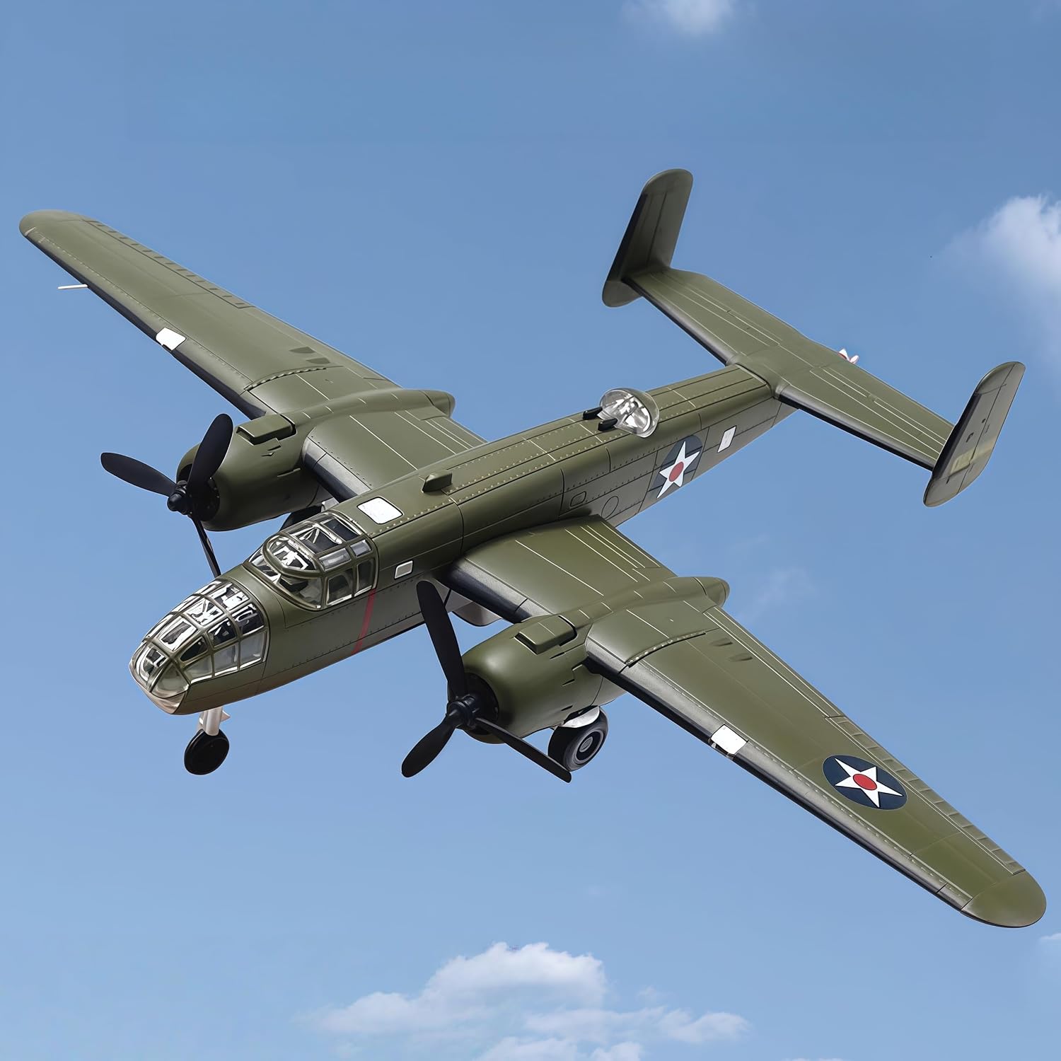 Alloy Airplane Model B25 Bomber Aircraft 1:1144 Scale Bomber Attack Plane Military Model Plane for Collection Gifts