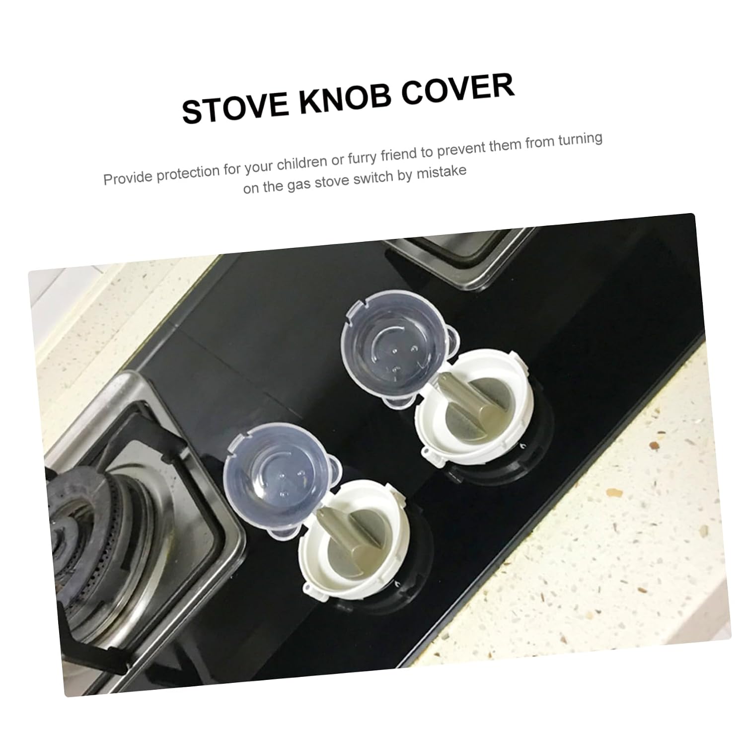 GARVALON 2pcs Cooker Cover Safety Lock Gas Stove Knob Cover Childproofing Abs Material