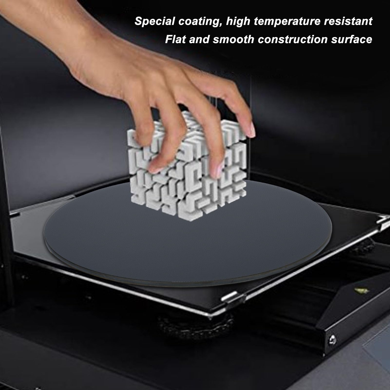 3D Printer Build Plate Strong Adhesive, Microporous Coating, Easy Cleaning, 9.45in with Special Tempered Glass for Various Consumables