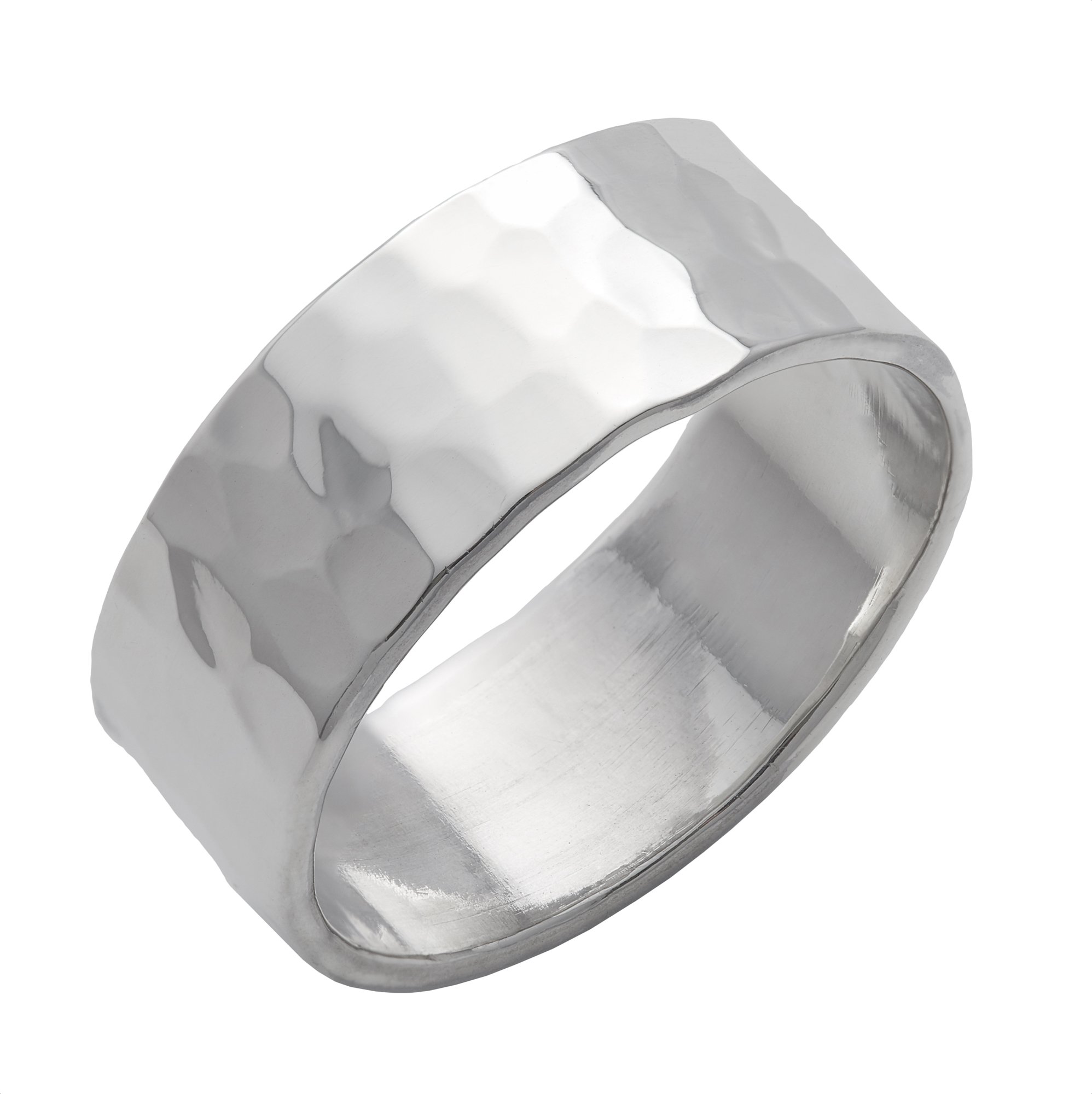 Silverly Anillo Hombres Mujeres Plata de Ley .925 Unisex Martillado Pulido Palabra Honor Simple 8mm