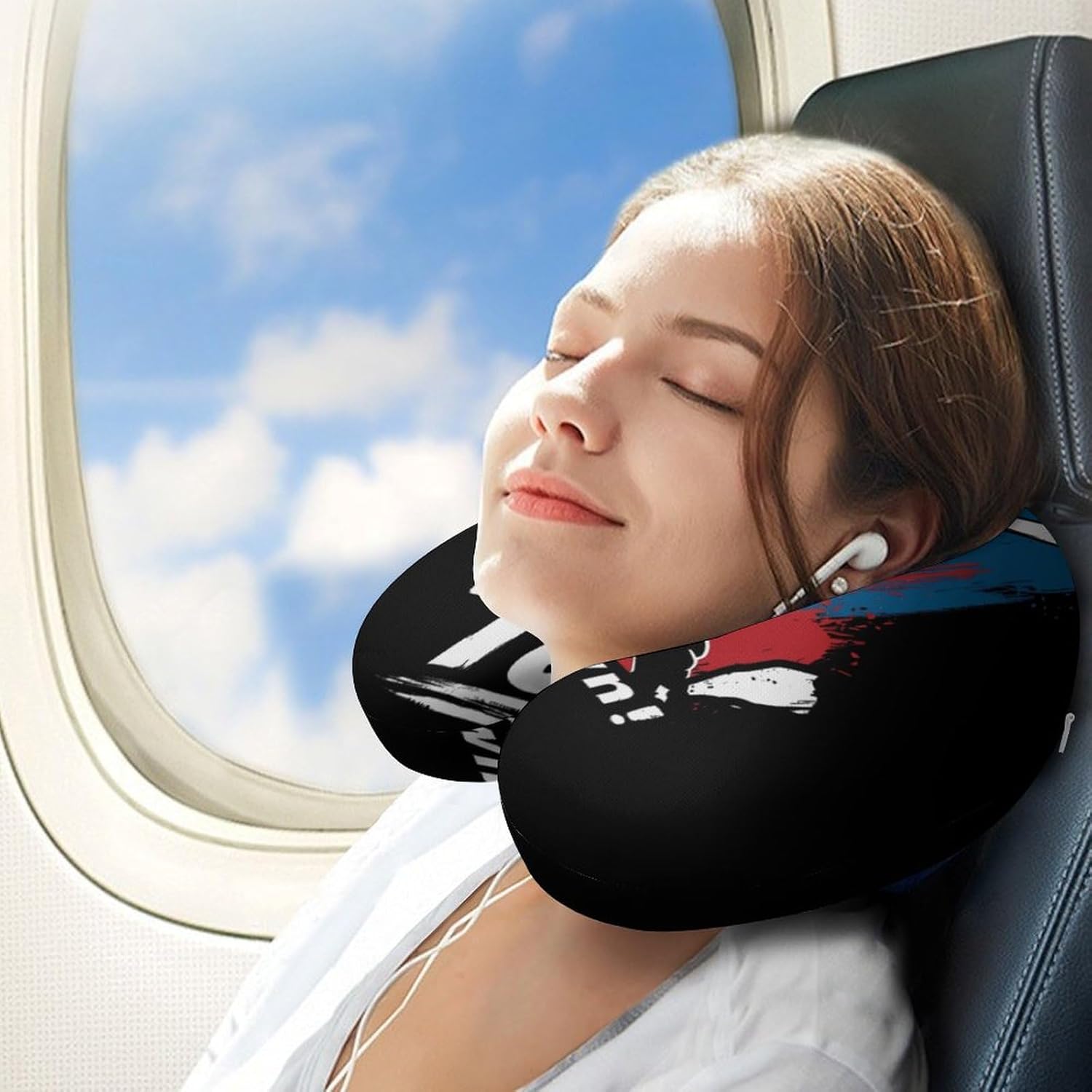 Funny Baseball Touchdown Funny Travel Pillow U Shaped Memory Foam Neck Pillows Portable for Flight Car Home Office