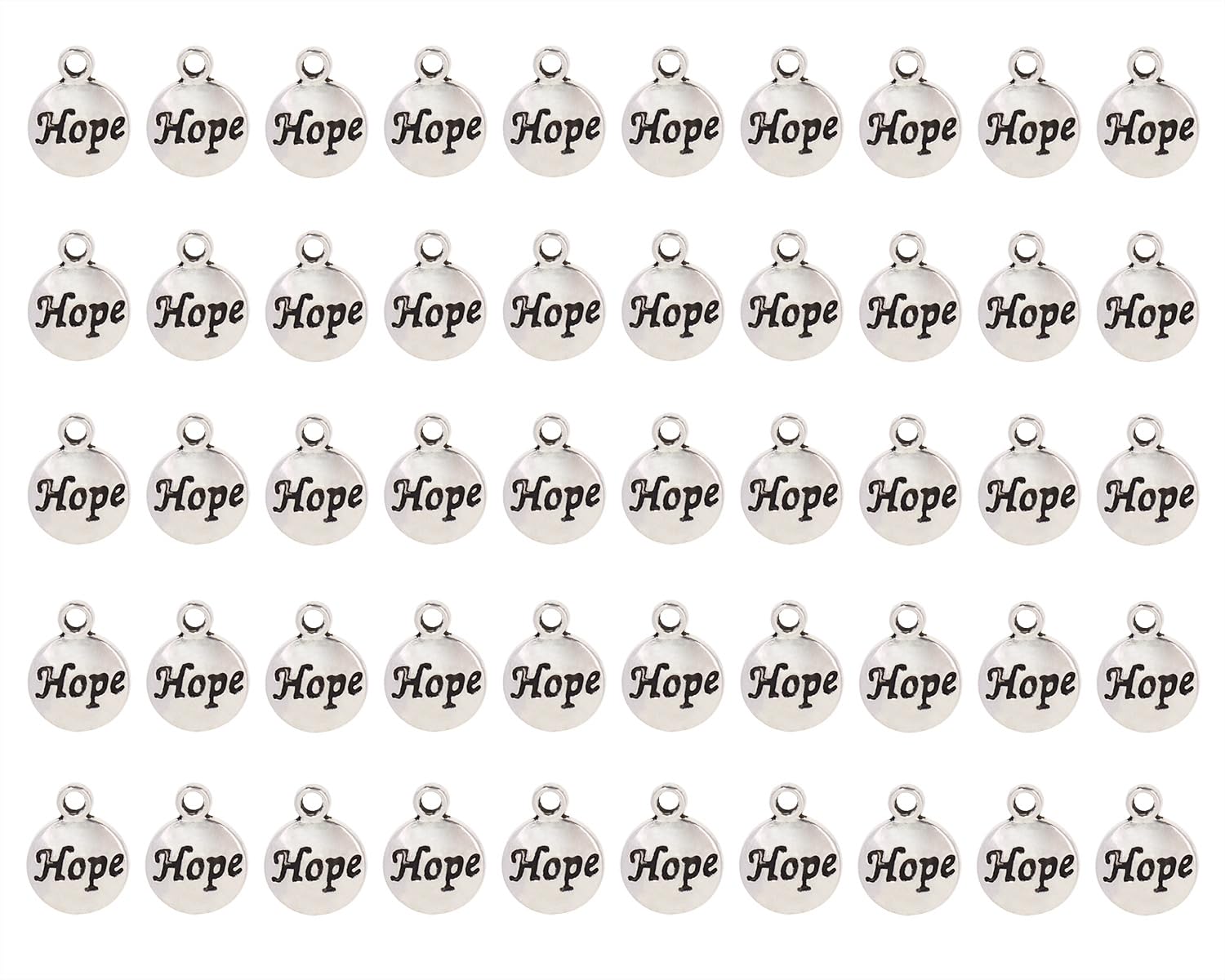 Shapenty Hope Charms Inspiration Message Charms for DIY Necklace Earring Bracelet Pendant Keychain Bookmark Jewelry Making Beading Ornaments Gift Inspiration Words Craft Projects, 50PCS