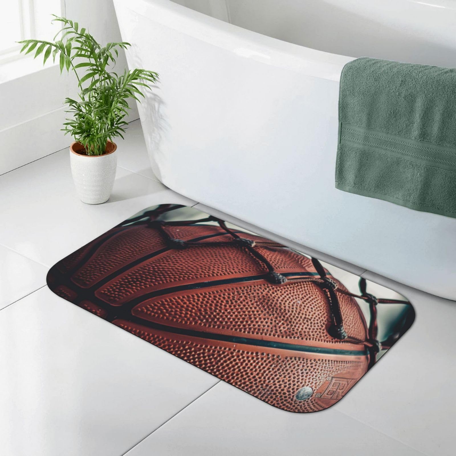 Tapis de bain antidérapant et absorbant motif basket 80x50