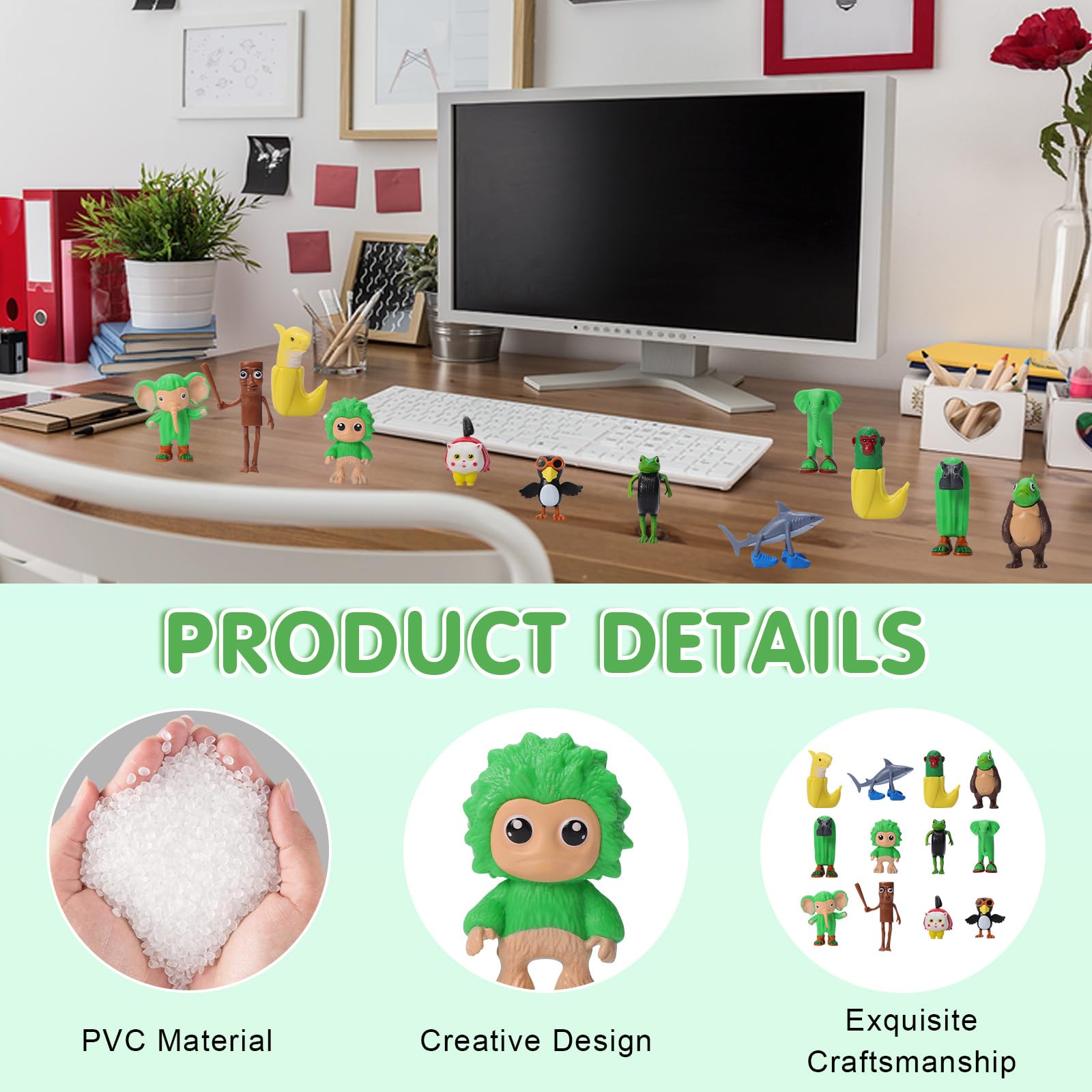 Fjquamitix 12 PCS Italian Brainrot Action Figures Set Tung Tung Tung Sahur Meme Toys Tralalero Tralala Set Desk Decorations Creative Shark Monkey Gifts For Kids Adults Friends (Action Figures Set B) - Image 3