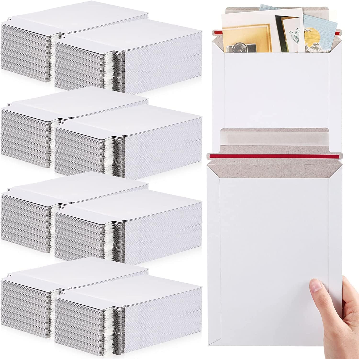 MAKINGTEC Self-Adhesive Photo Mailers - Lightweight Document Envelopes, 250gsm White Shipping Mailers for Photography, Photos, Documents, CD (50Pcs, 16 * 25cm)