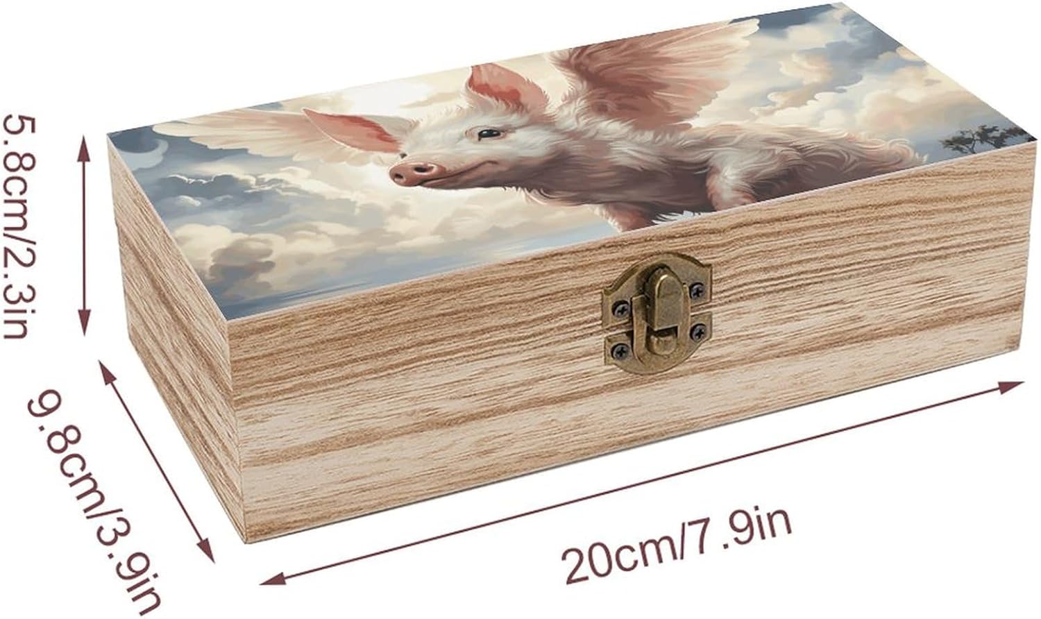 Wooden Box Wood Storage Box Trinket Box Flying Pattern Pets Printed Storage Boxes with Lids for Souvenirs And Jewelry image 2