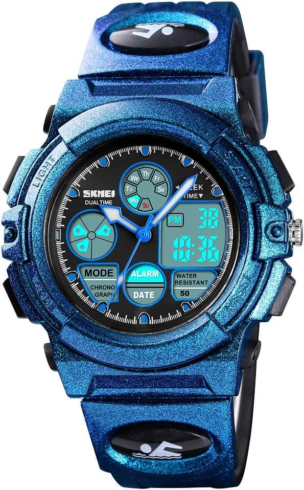 Dayllon Boys Digital Watch Outdoor Sports 50M Waterproof Electronic Watches Alarm 12/24 H Stopwatch Calendar Boy Girl Wristwatch - All Blue