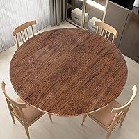 Vista 16 de LUSHVIDA - Mantel ajustable de vinilo para mesa redonda, impermeable y con borde elástico, mantel de plástico