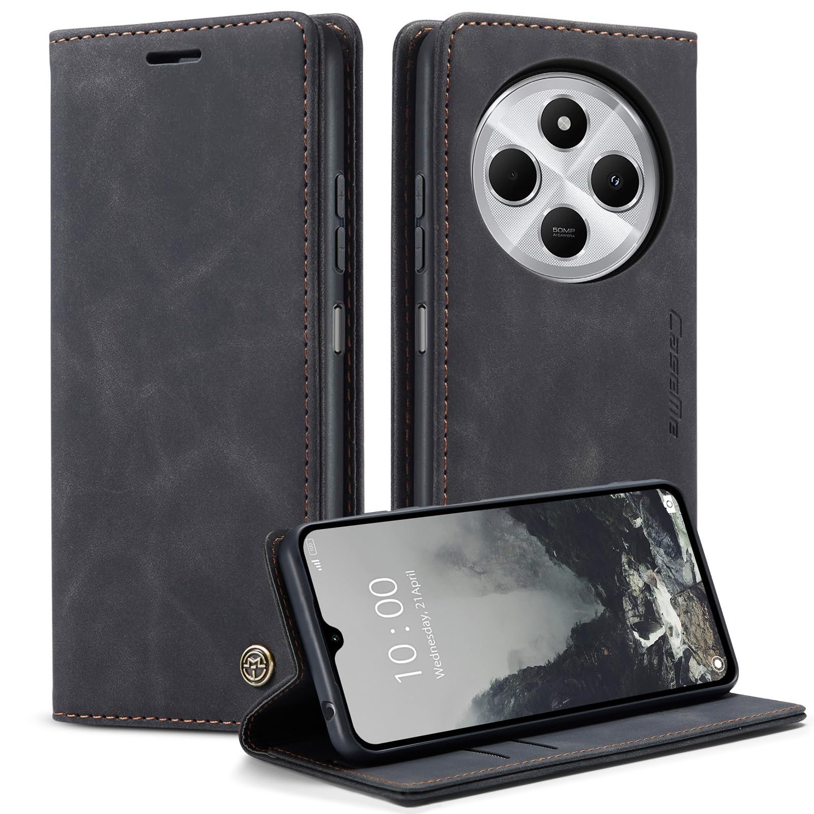 Cracedily for Xiaomi Redmi 14C Case, Flip Wallet Leather Case with Card Holder Magnetic Closure Shockproof Kickstand Protective Phone Cases Cover for