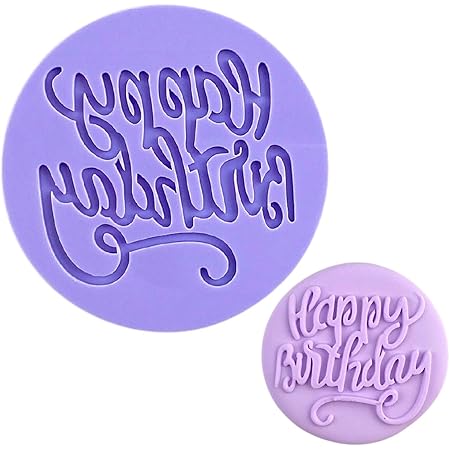 Crethinkaty Happy Birthday Fondant Embosser 3D Raised Design Cookie Stamp for Baking Cookies,Decorating Cake/Sugar Paste/Cupcake