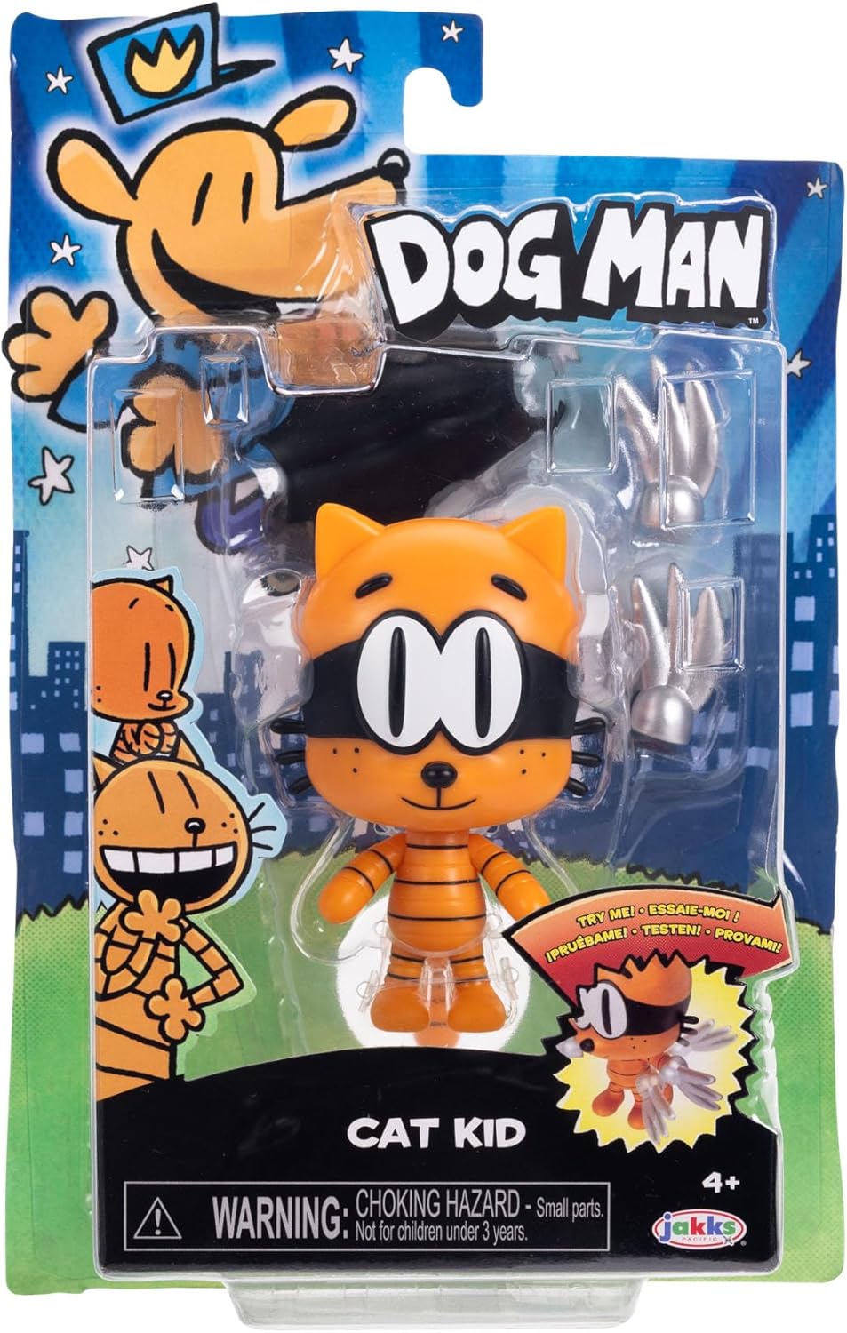 JAKKS Pacific Dog Man 5" Scale Cat Kid Action Figure with Claw Accessory, 6 Points of Articulation