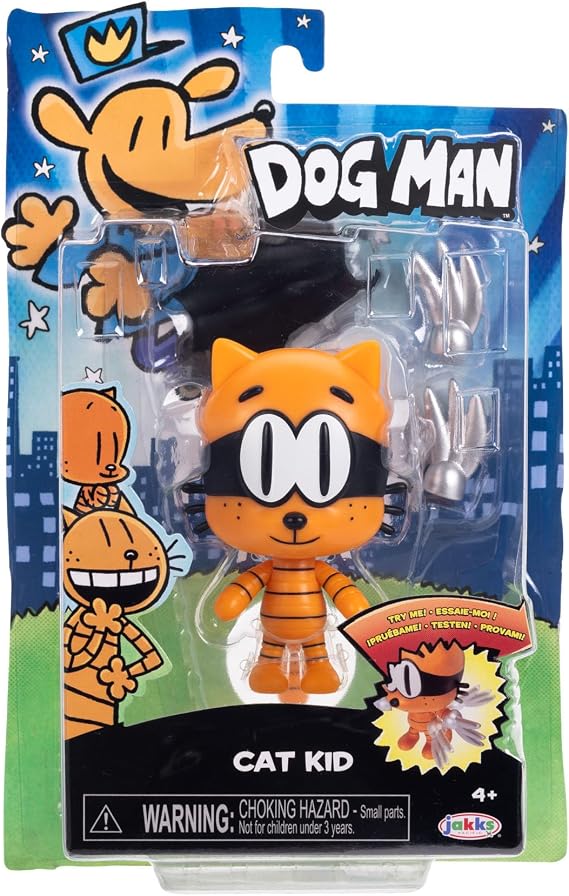 JAKKS Pacific Dog Man 5 Scale Cat Kid Action Figure with Claw Accessory, 6 Points of Articulation