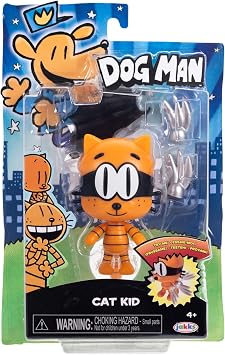 JAKKS Pacific Dog Man 5 Scale Cat Kid Action Figure with Claw Accessory, 6 Points of Articulation
