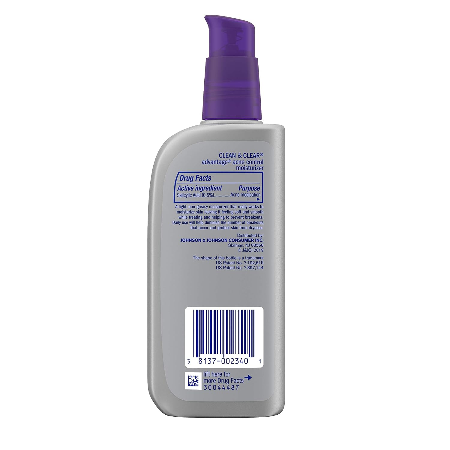 Clean & Clear Advantage Acne Control Face Moisturizer with Salicylic Acid Acne Medication, Non-Greasy Oil-Free Facial Lotion for Acne-Prone Skin, 4 fl. oz