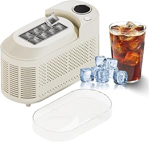 Mini Portable Ice Maker Machine for Car and Home | Compact Countertop Square Ice Cube Maker, 8 Cubes Ready in 15 Mins | 12V DC/AC Dual Power for RV, Camping, Office and Party