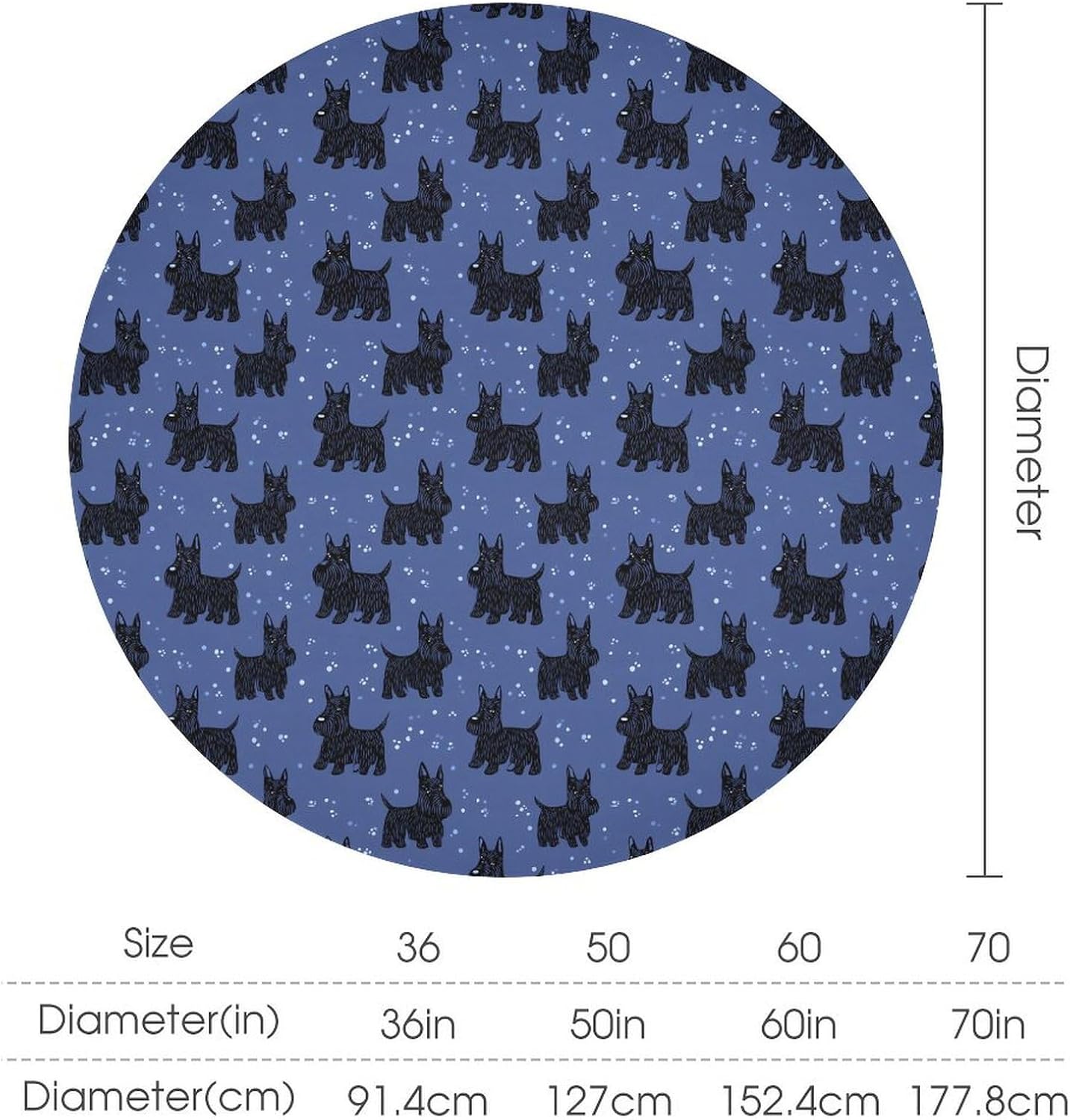 Scottish Terrier Dog Funny Round Tablecloth 50x50in image 2