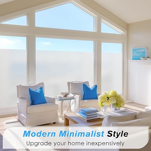 Miniatura 6 de Haton Película de privacidad para ventana, película de vidrio esmerilado de adherencia estática, calcomanía decorativa opaca para ventana, bloqueo