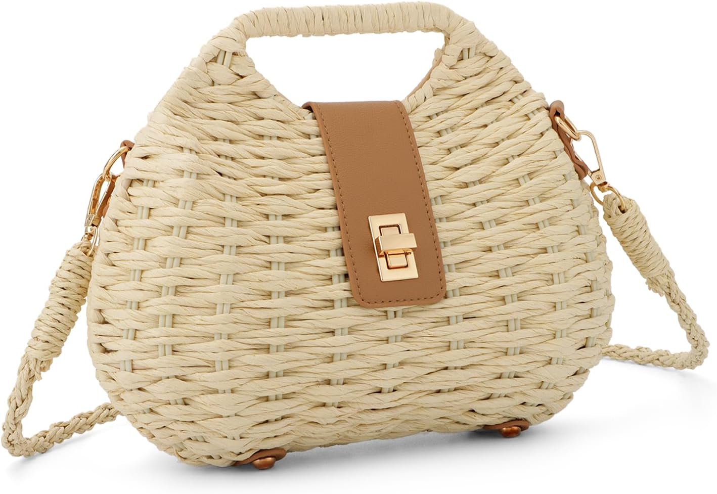 KUANG! Woven Straw Bag with Crossbody Strap Clutch Purses for Women Hand-woven Summer Vacation Beach Tote Clutch Bag