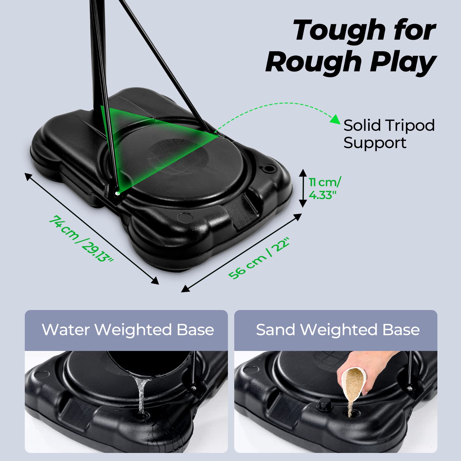 Valwix Poolside Basketball Hoop with Light 45?ÇÖ?ÇÖ-59?ÇÖ?ÇÖ Adjustable Height Swimming Pool Basketball Hoop System with 2 Balls and Pump