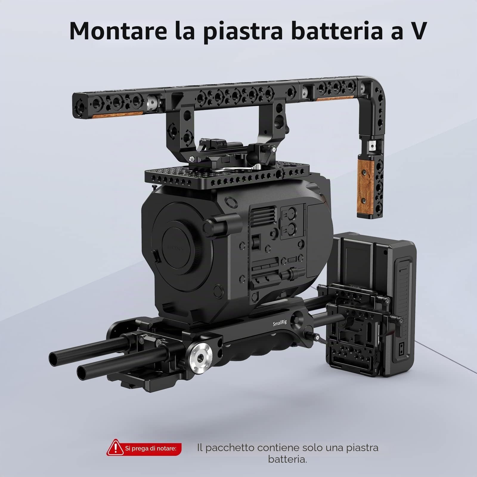 SMALLRIG Piastra Batteria con Montaggio a V con Doppio Morsetto per Asta da 15 mm - 3016