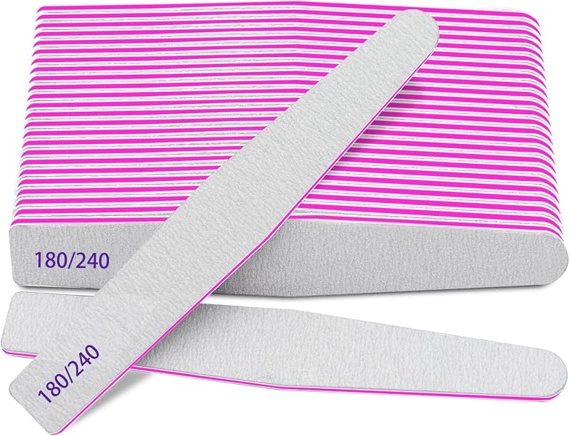 Limas de uñas profesionales, lima de uñas de esmeril para uñas naturales, limas de uñas de grano 100/180/240 para uñas acrílicas, 12 piezas de lima de uñas de grano fino, herramientas de manicura, limas de uñas gruesas (grano 180/240)