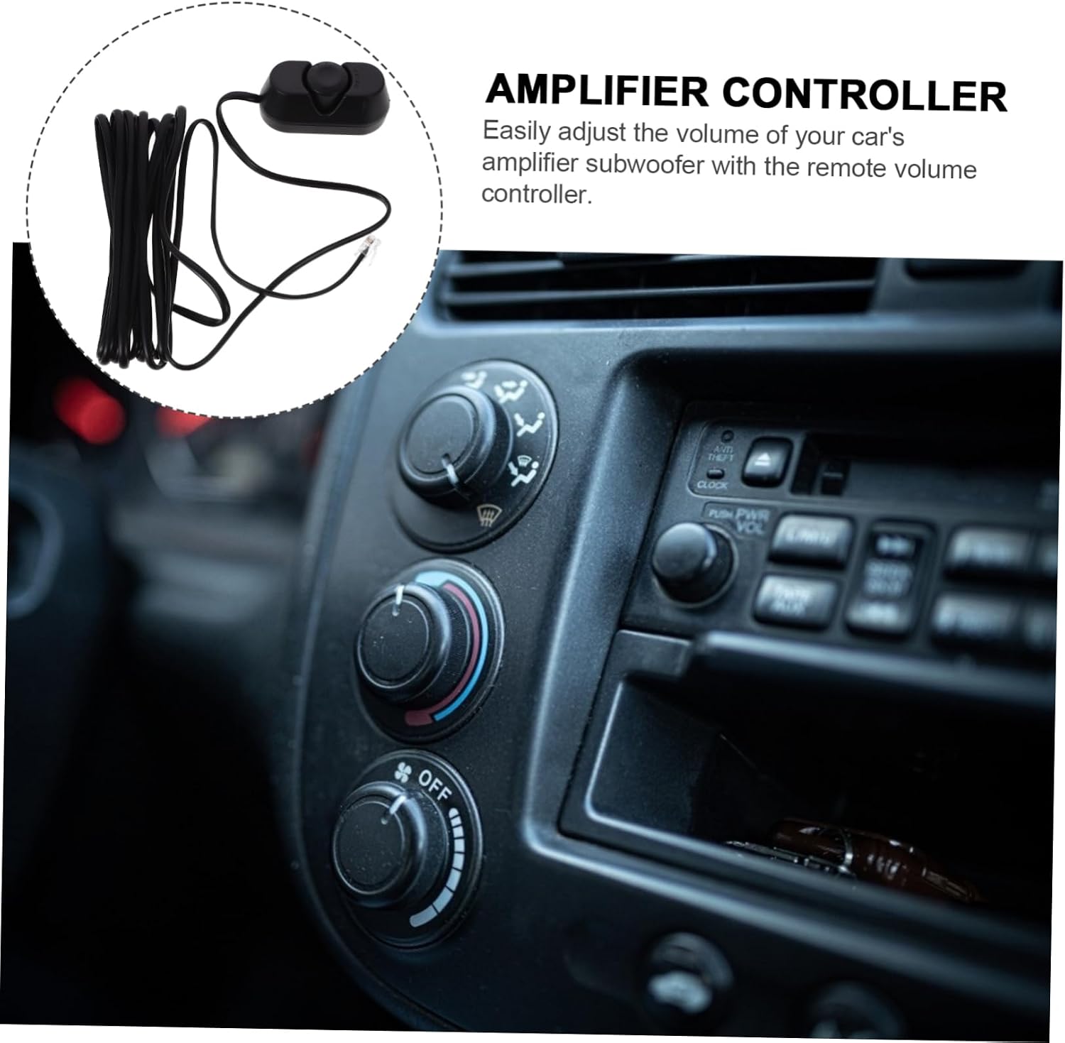 Car Subwoofer Volume Adjuster Remote Amplifier Bass Control Knob with Inline Cable Easy Installation Compatible with Vehicle Models Convenient Remote Volume Control for Car Audio