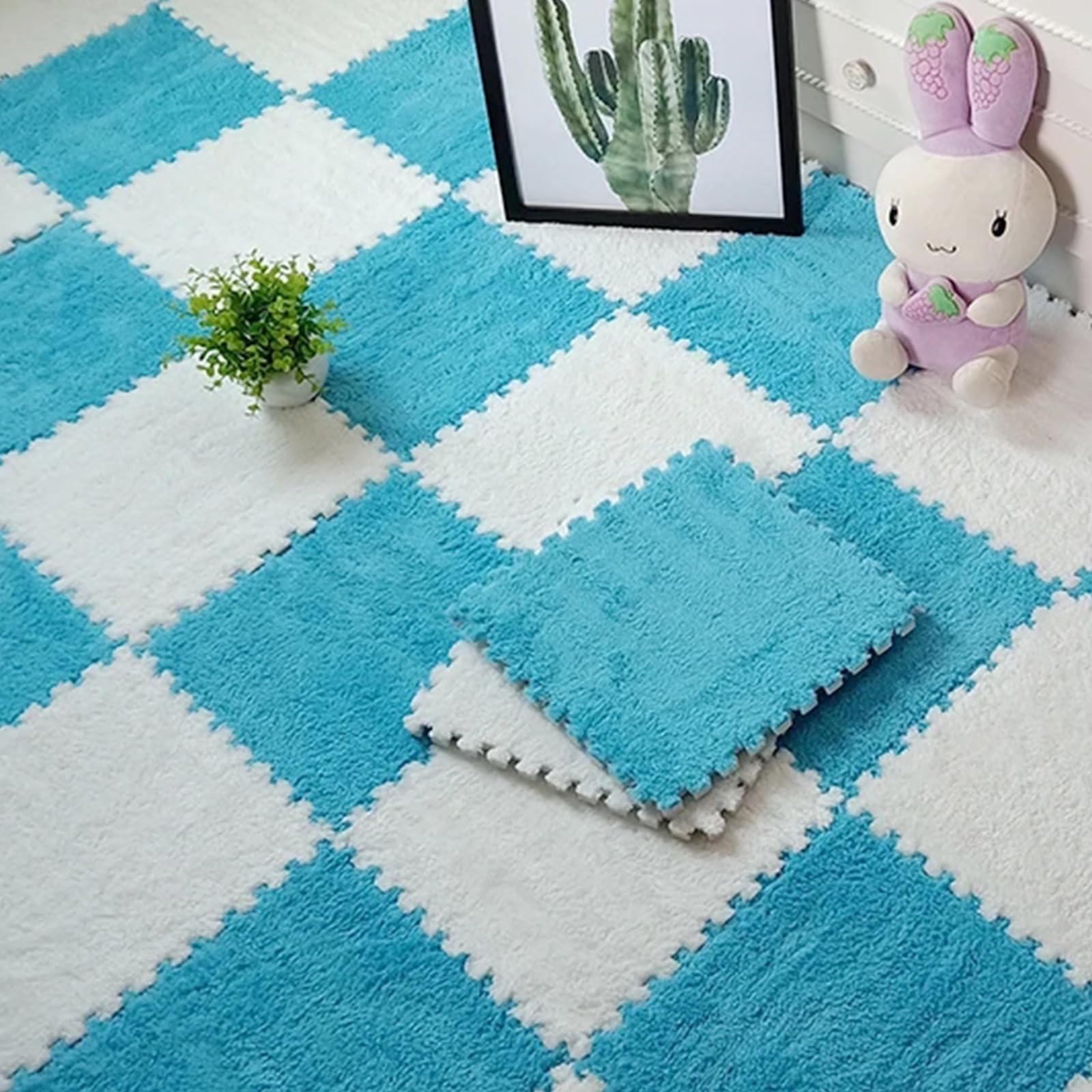 Set Di 10/20 Piastrelle In Schiuma A Incastro 30x30 Cm – Tappetino Puzzle Morbido E Antiscivolo Per Soggiorno, Camera E Studio – Colore Marrone+Bianco