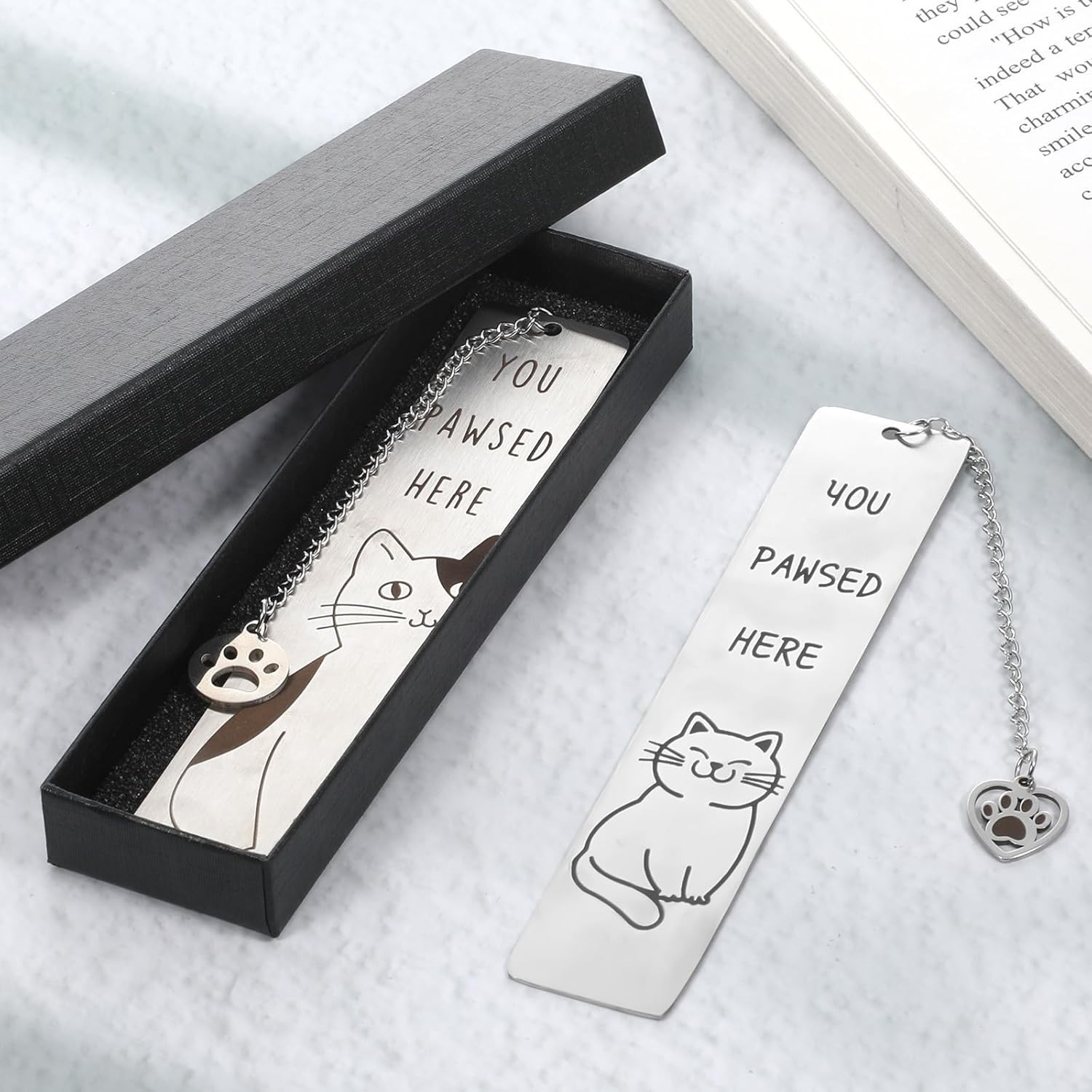 Cat Dog Bookmark 2 PCS Cute Cat Gifts Funny Bookmark Gift Silver Animal Metal Book Marks Cats Lovers Gift for Women Men Readers for Valentine's Day Friends Coworkers Books Reading Accessories - Image 6