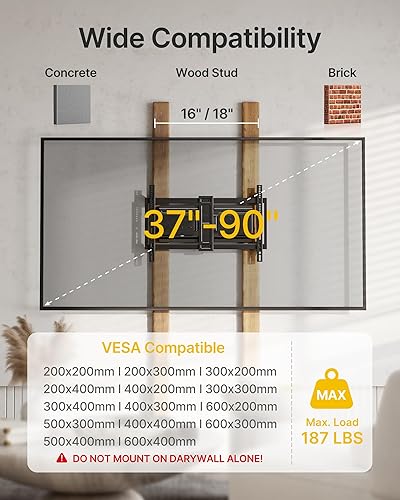 Miniatura 9 de monTEK Soporte de pared para TV ultradelgado de alta resistencia para televisores de 37 a 90 pulgadas de hasta 185 libras, soporte de pared