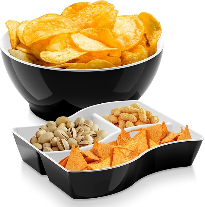 TOROSQUI ensaladera botanero compartimentos plástico resistente set versátil fiestas reuniones picnic negro