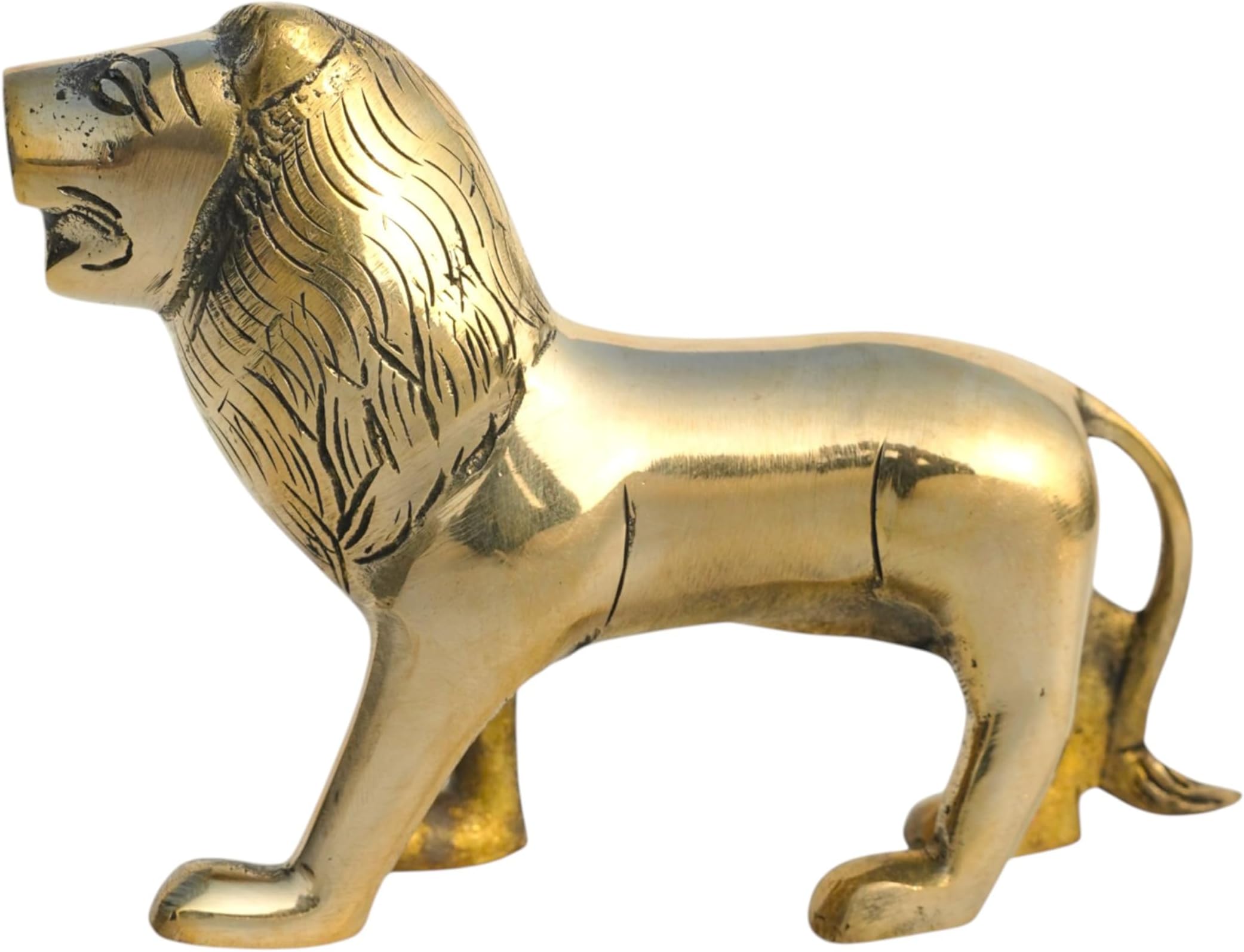 Brass Lion Statue | Weight - 752 G (Approx) | Size-5 Inch | Vastu Remedy | Zonal Placement -North-North-East | Lion Statue for Home Decor | Showpiece