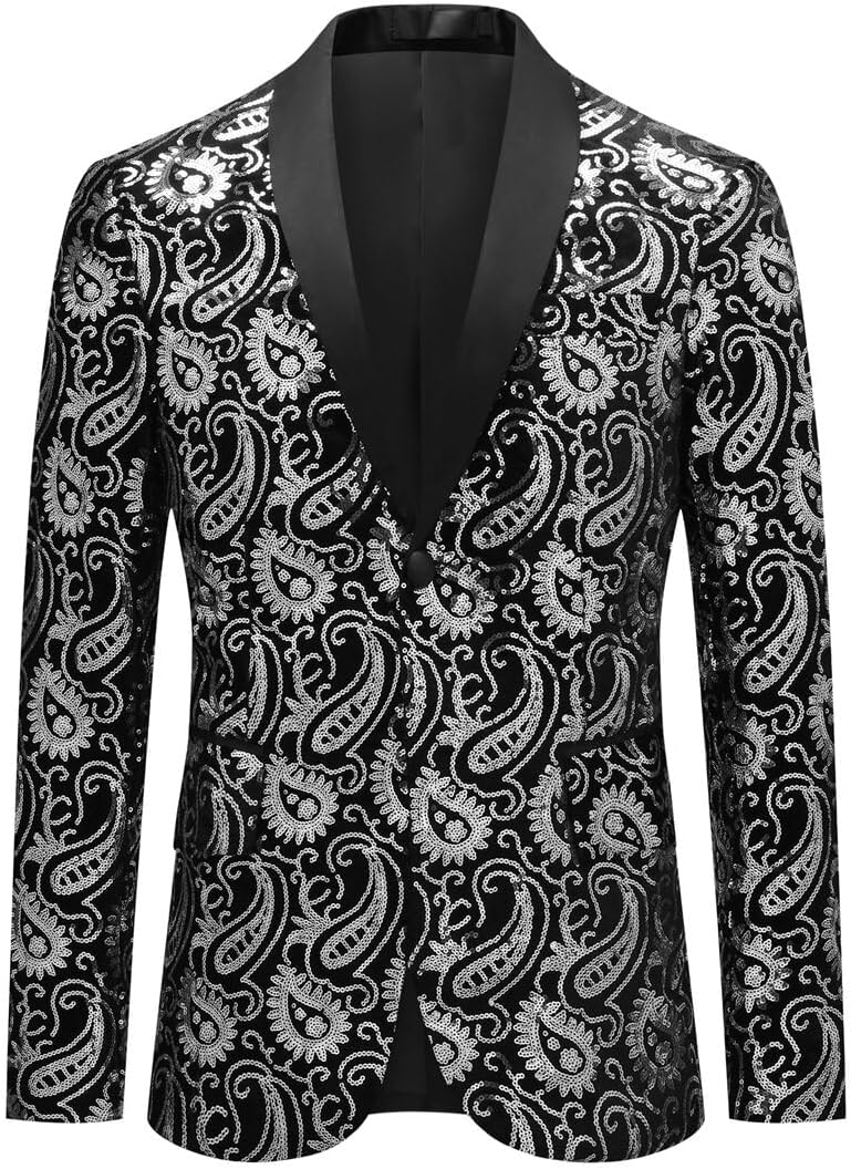 Cloudstyle Men's Dress Floral Suit Notched Lapel Slim Fit Stylish Blazer Dress Suit