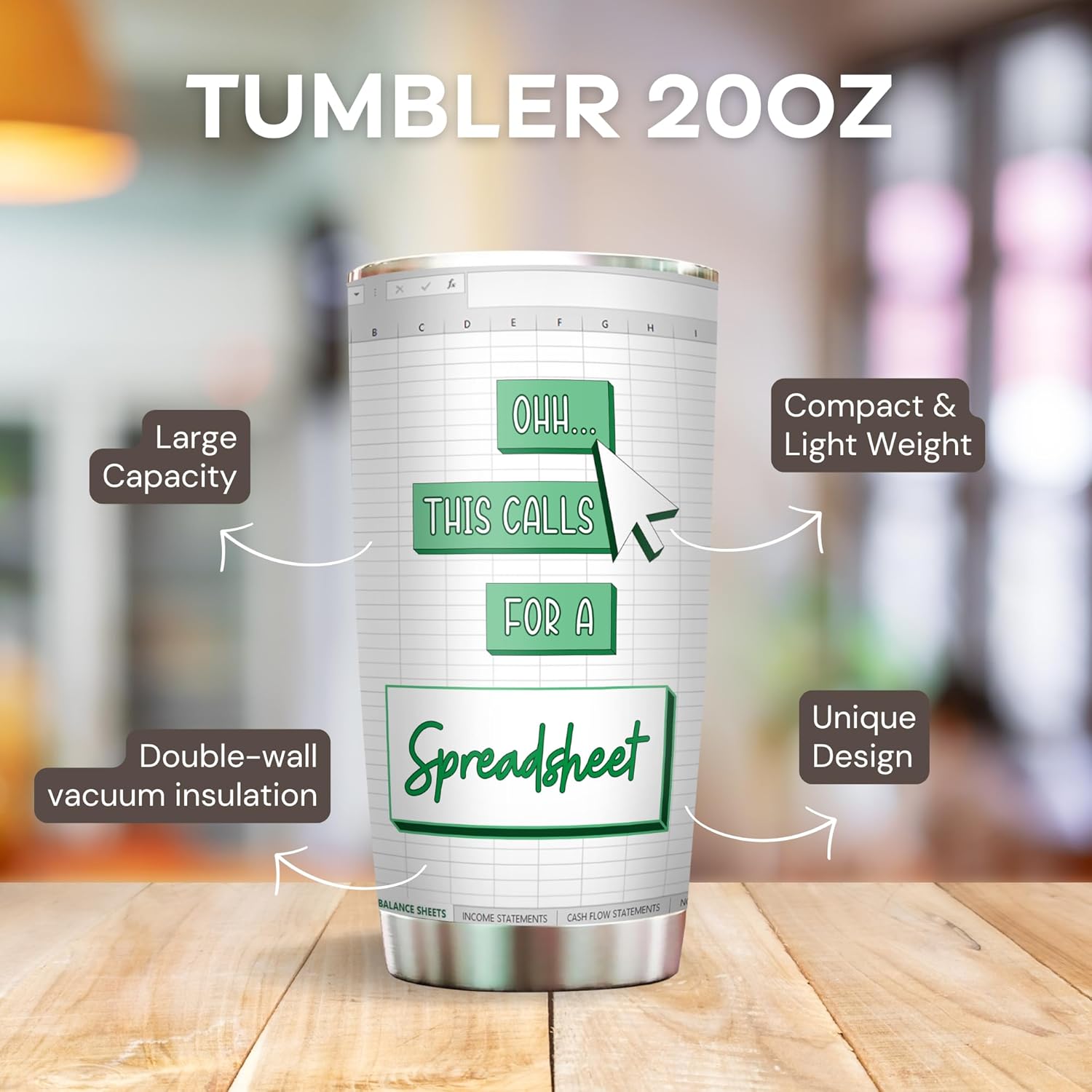 Oh This Calls For A Spreadsheet Tumbler - Accountant Gifts for Women Men - Finance, CFO, CPA, Excel Gifts for Boss, Managers, Coworkers, Researcher, Financial Advisors - Excel Shortcuts Tumbler 20oz - Image 7
