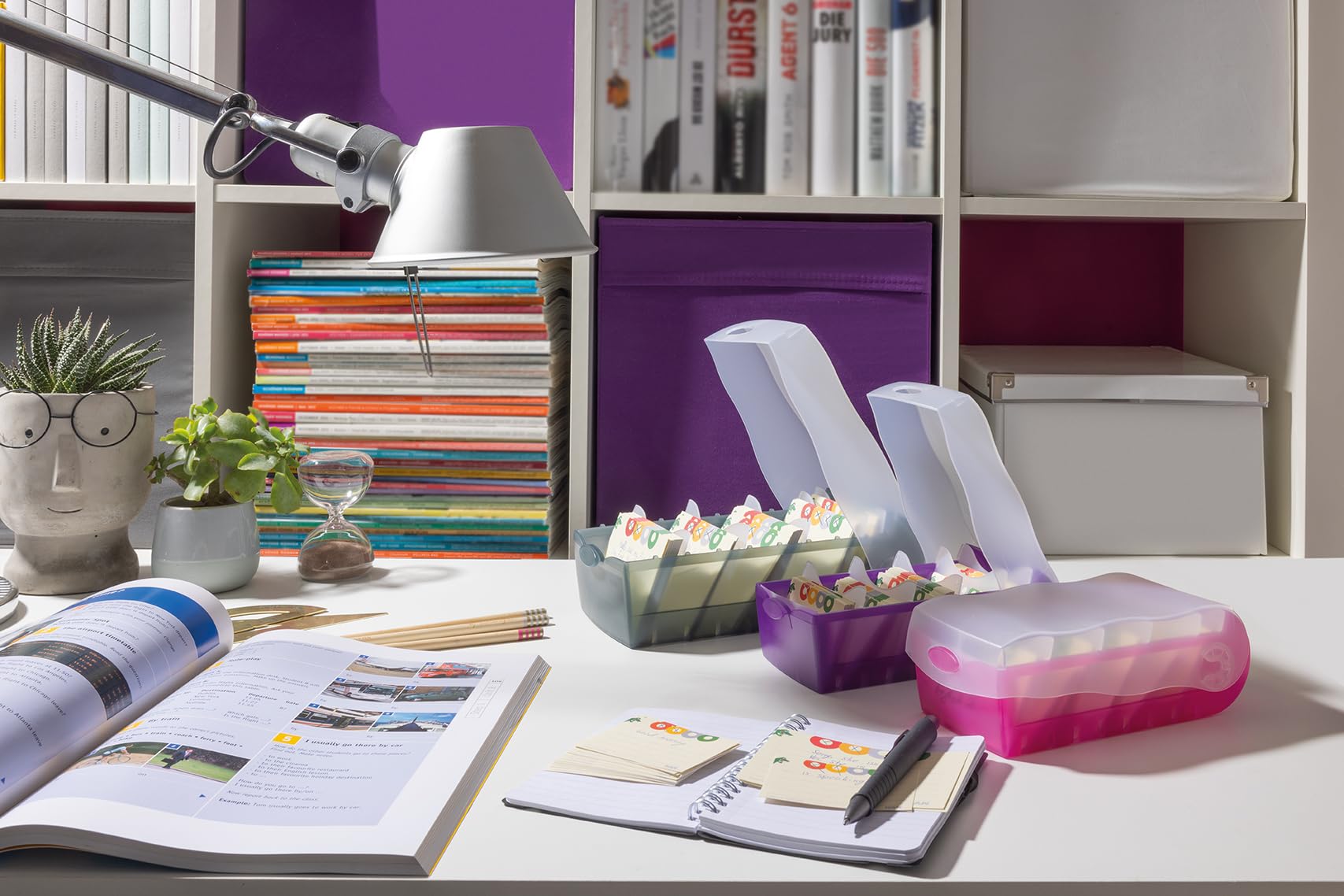 Han Croco 997-663 - Caja para archivar fichas (capacidad para 900 fichas DIN A7, polipropileno, 121 x 85 x 246 mm, color rosa transparente