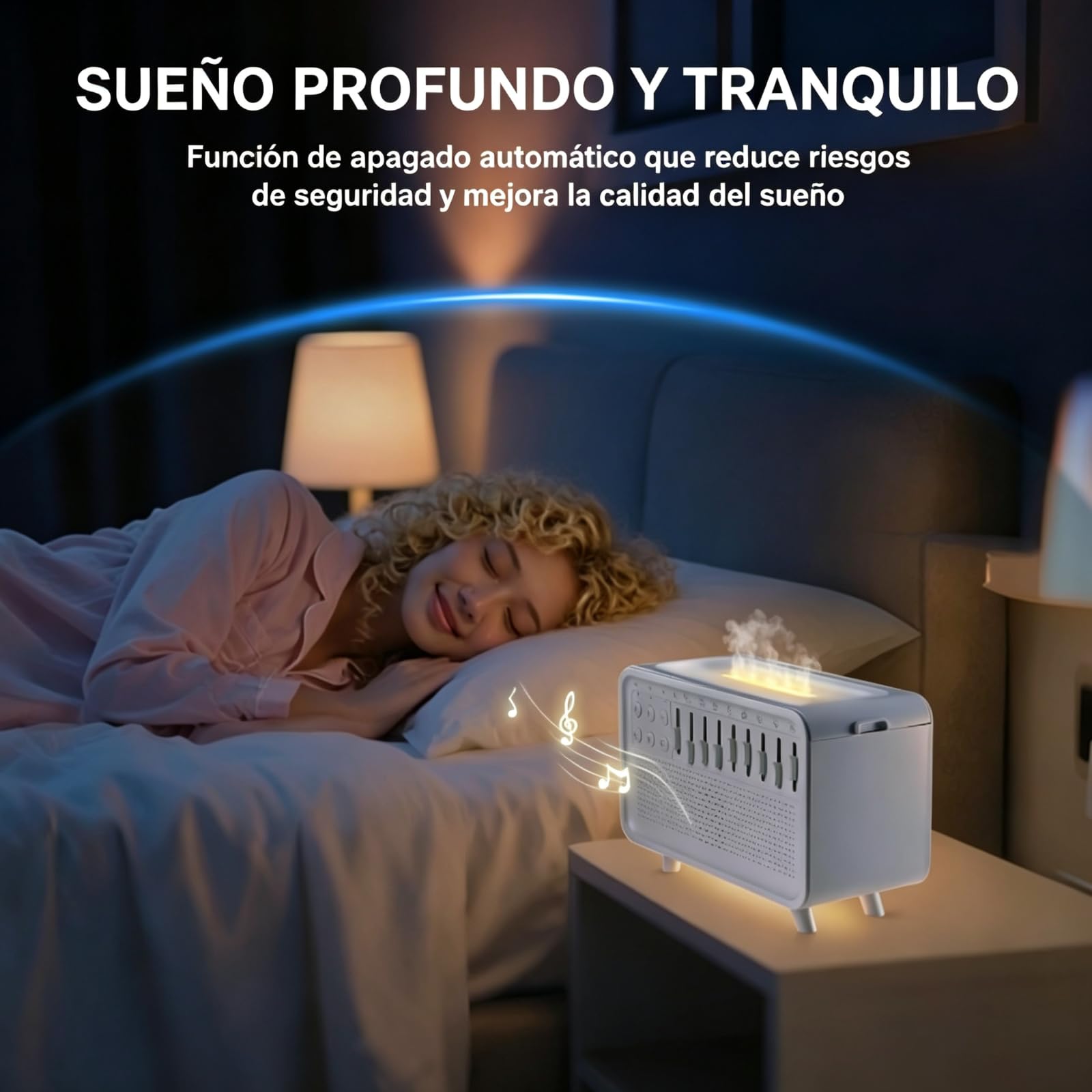 Difusor de Aroma con Máquina de Ruido, Humidificador y Altavoz Bluetooth