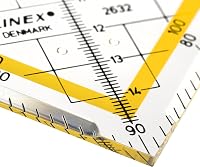 Echer gradat din plastic Linex 2632 cu mâner detașabil, 30 cm, scală metrică, cu suporturi pentru tuș 3