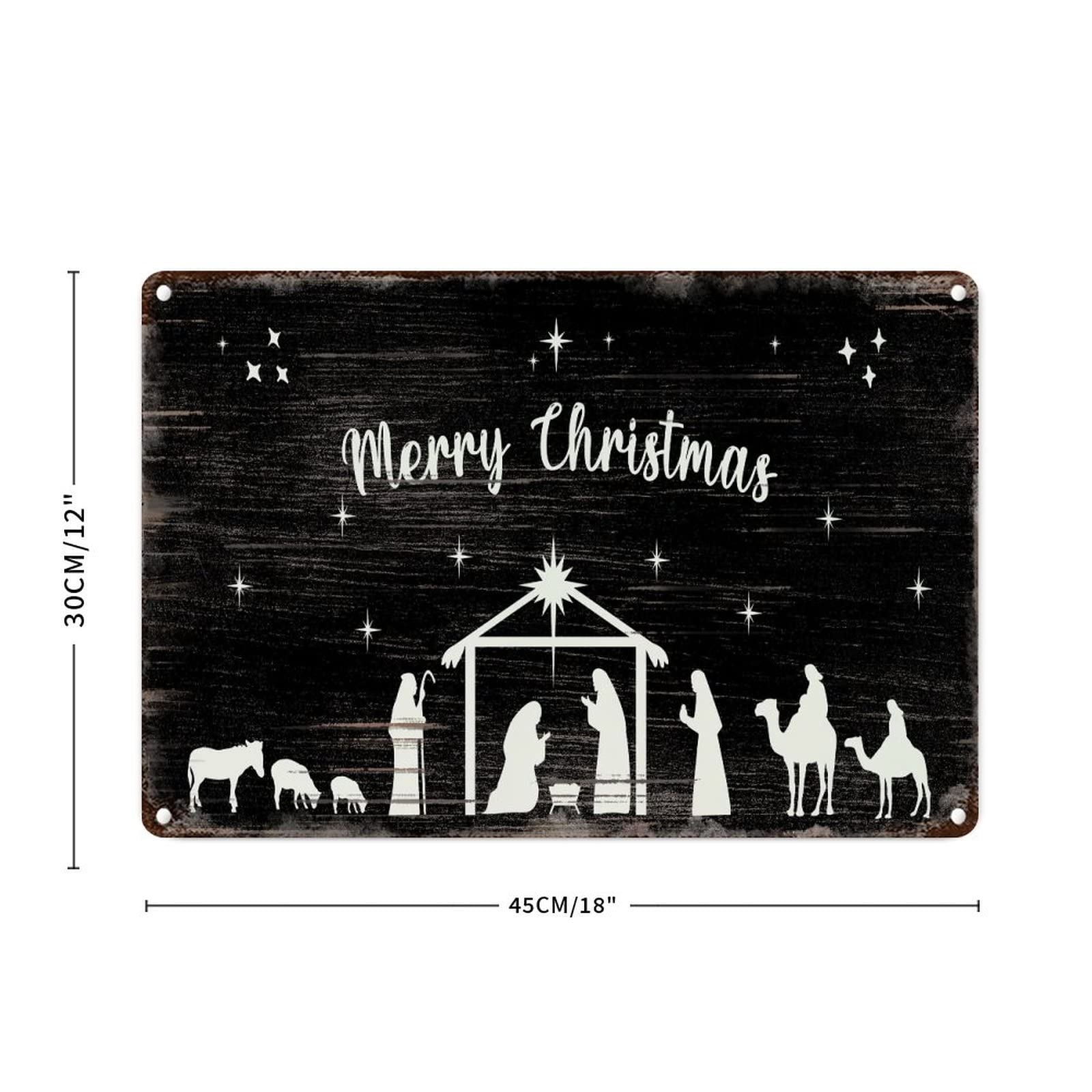 Panneau Oh Holy Night noir chrétien pour embellir votre porche d'entrée