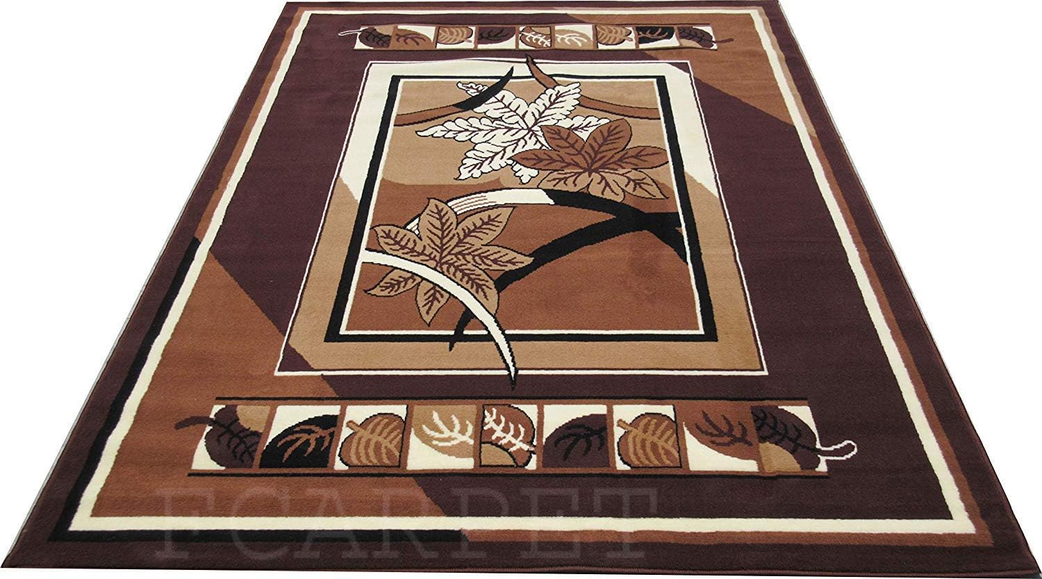 FCARPET Most Popular Design with Fine Wool Soft Touch Carpet, 150x200 cm, 5x7 Feet, Brown