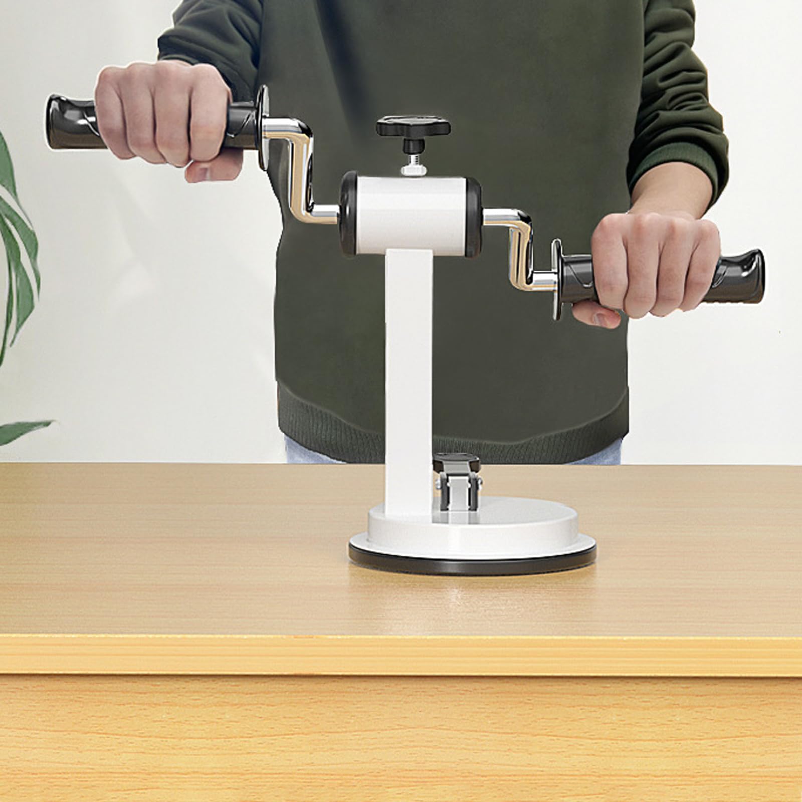 Rowerek stacjonarny, ręczny rower treningowy z ergonomicznym uchwytem i stabilną, mocną przyssawką, regulowany opór, odpowiedni do ćwiczeń ramion i barków w domu/biurze